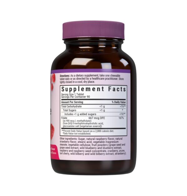 Etiqueta de producto BlueBonnet EarthSweet Metilfolato 400 mcg