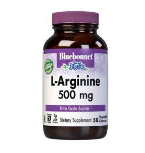 Bluebonnet L-Arginina 500mg cápsulas vegetales botella blanca