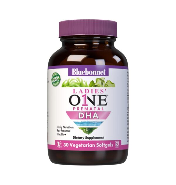 Bluebonnet Ladies' One prenatal dha suplemento vegano 30 softgels