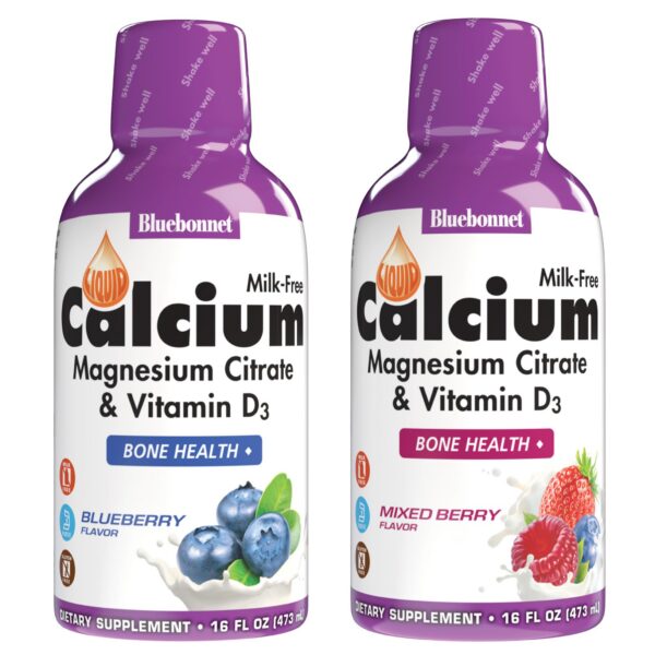 Version 1.0.0 BlueBonnet Liquid Calcium Magnesium Citrate botella