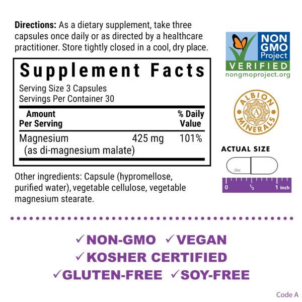 Etiqueta de cápsulas Bluebonnet Magnesium Malate