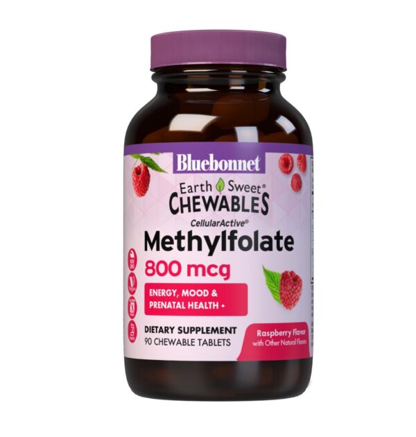 Bluebonnet Metilfolato 800mcg 90 tabletas masticables sabor frambuesa