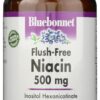 Frasco de BlueBonnet Niacina sin enrojecimiento 500mg 120 cápsulas