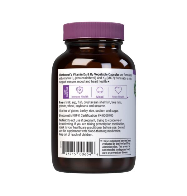 Bluebonnet nutrución vitamina d3 k2 caja frontal