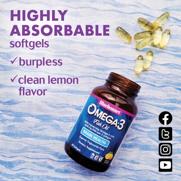 Frasco Bluebonnet Omega-3 DHA EPA 120 cápsulas