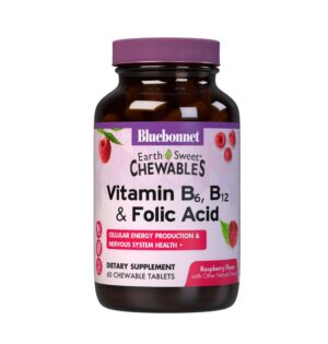 Bluebonnet vitamina b6 b12 ácido fólico tabletas masticables frambuesa