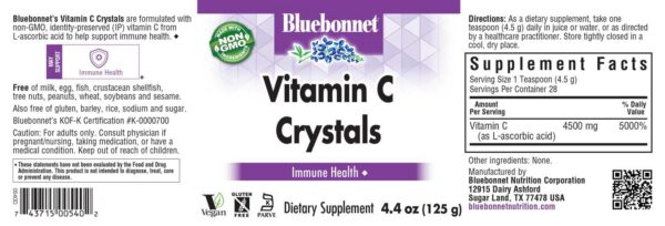Etiqueta del producto Vitamina C Bluebonnet