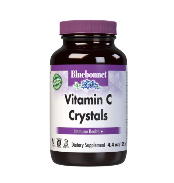 Cristales de vitamina C Bluebonnet en frasco