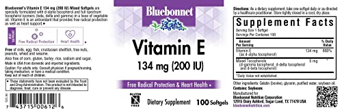 Envase de BlueBonnet vitamina e cápsulas blandas 100 unidades
