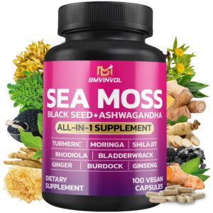 Version 1.0.0 BMVINVOL cápsulas Sea Moss envase frontal 100 unidades