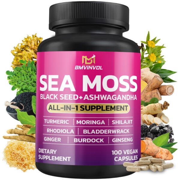 BMVINVOL cápsulas Sea Moss envase frontal 100 unidades