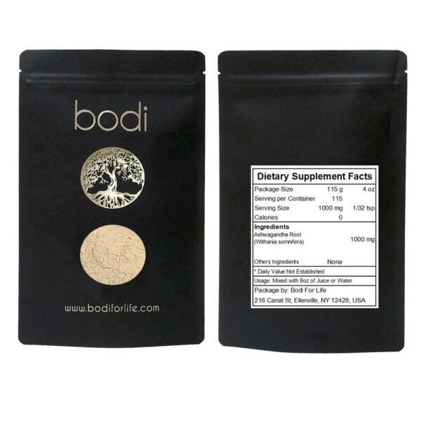 Paquete 4oz de polvo raíz Ashwagandha bodi