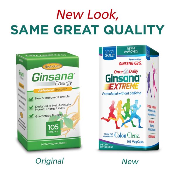 Body Gold Ginsana envase cápsulas vegetales para energía y enfoque