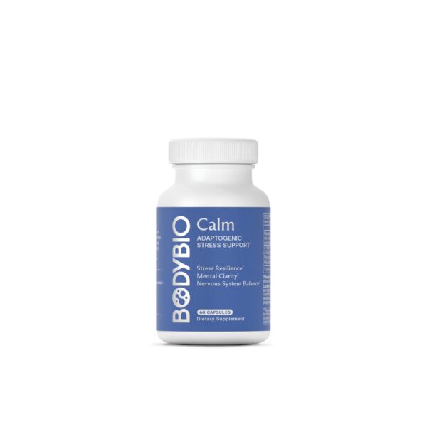 BodyBio Calm frasco y etiqueta