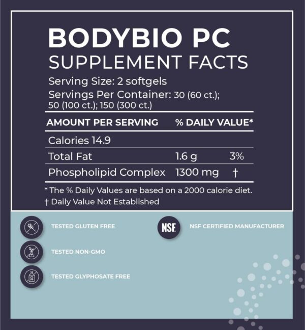 BodyBio fosfatidilcolina etiqueta lateral