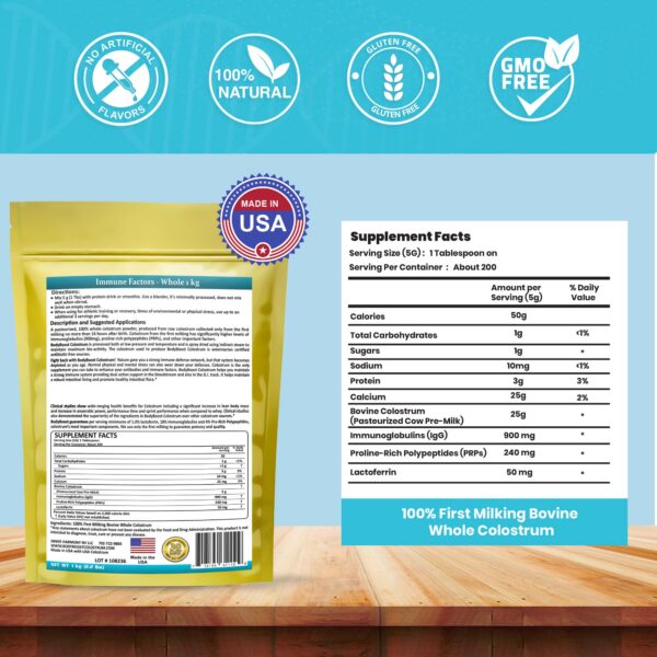 Suplemento BodyBoost calostro bovino en polvo para sistema inmune