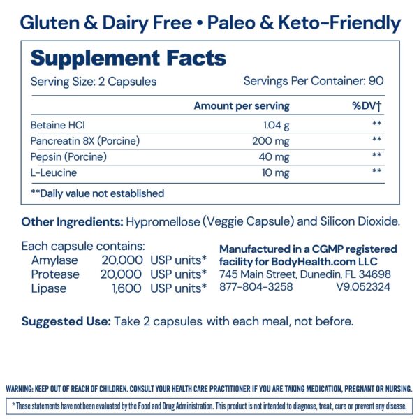 Etiqueta del producto BodyHealth