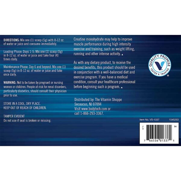 Polvo de creatina BodyTech sin sabor mezclándose