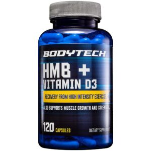 BodyTech HMB Vitamina D3 cápsulas vegetales para crecimiento muscular