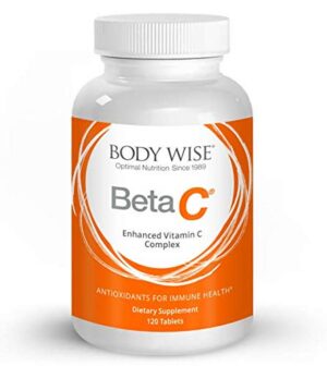 Frente del frasco Bodywise Beta C 120 tabletas