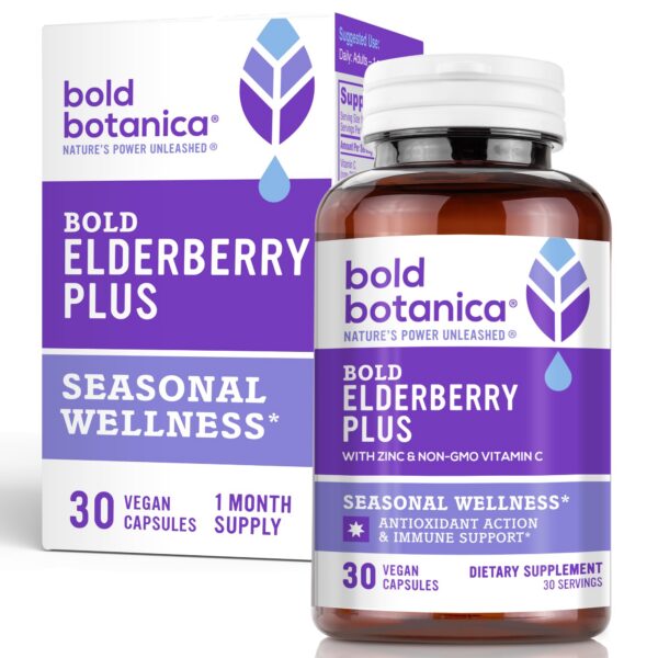 Bold Botanica suplemento antioxidante saúco negro 30 cápsulas veganas