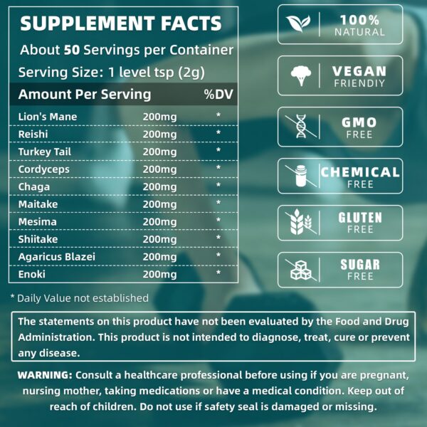 Boles con suplemento extracto polvo 10 hongos para energía
