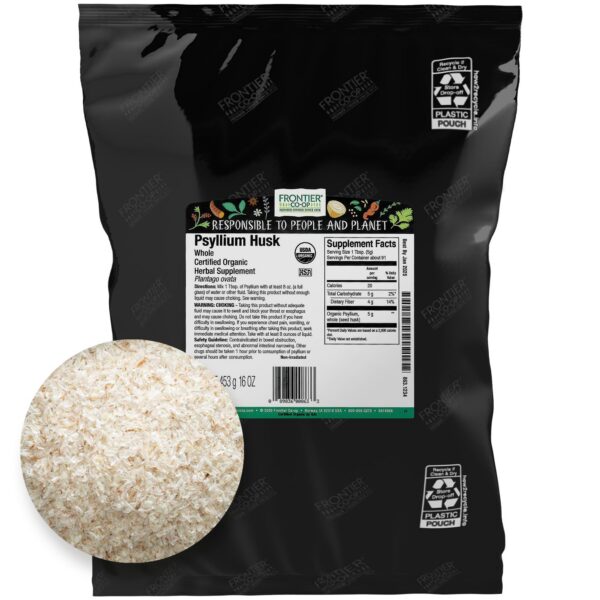 Version 1.0.0 Bolsa de 1 libra de cáscara de psyllium orgánica Frontier Co-op