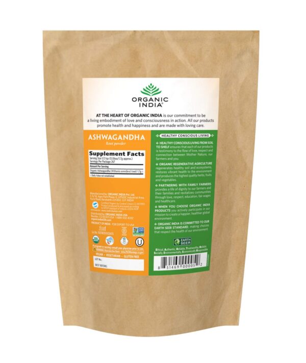 Bolsa de 1 libra de Ashwagandha polvo herbál de Organic India
