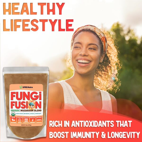 Version 1.0.0 Bolsa mezcla orgánica hongos Melena de León Reishi Chaga Cordyceps