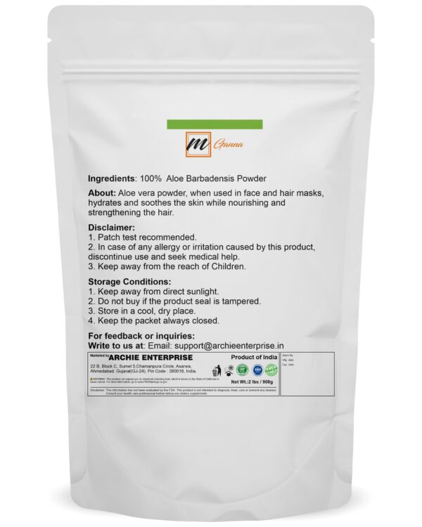 Bolsa de polvo de Aloe Vera 908 gramos 100% natural