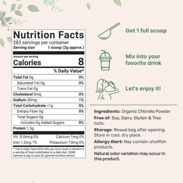 Version 1.0.0 Bolsa polvo de clorella vegano y sin OGM Micro Ingredients