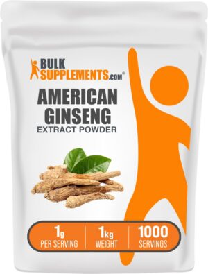Bolsa de polvo extracto de ginseng americano BulkSupplements 1kg
