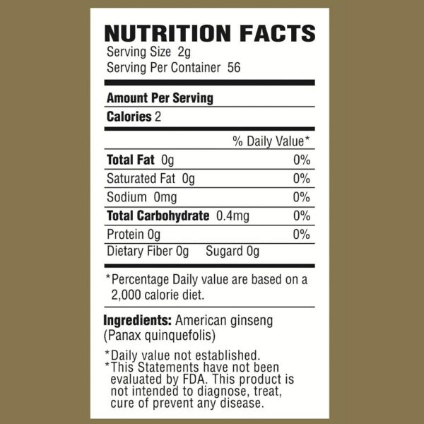Bolsa de polvo de ginseng americano Zen 4 oz