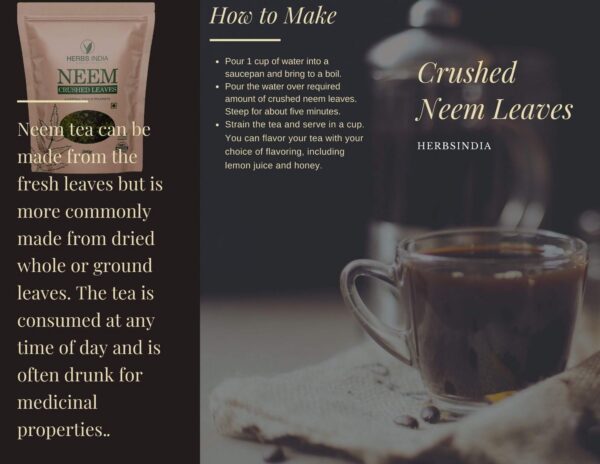 Bolsa resellable de hojas de neem trituradas