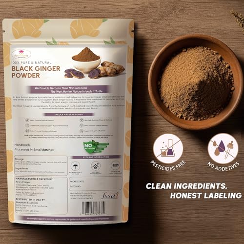 Bolsa resellable de polvo puro de jengibre negro Ayur Aranya