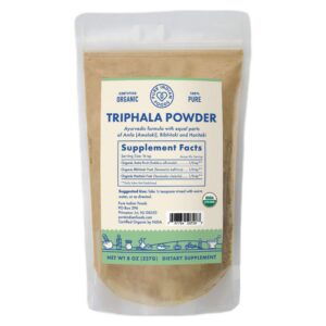 Bolsa resellable polvo orgánico Triphala PURE INDIAN FOODS 8 oz