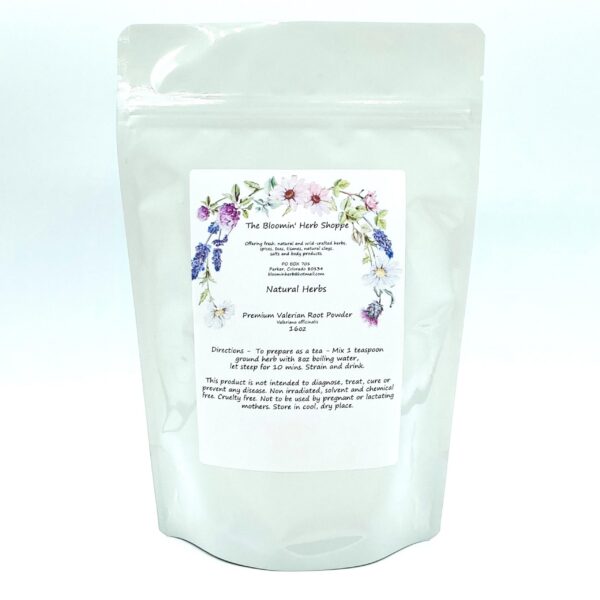Version 1.0.0 Bolsa resellable polvo de raíz de valeriana The Bloomin Herb Shoppe