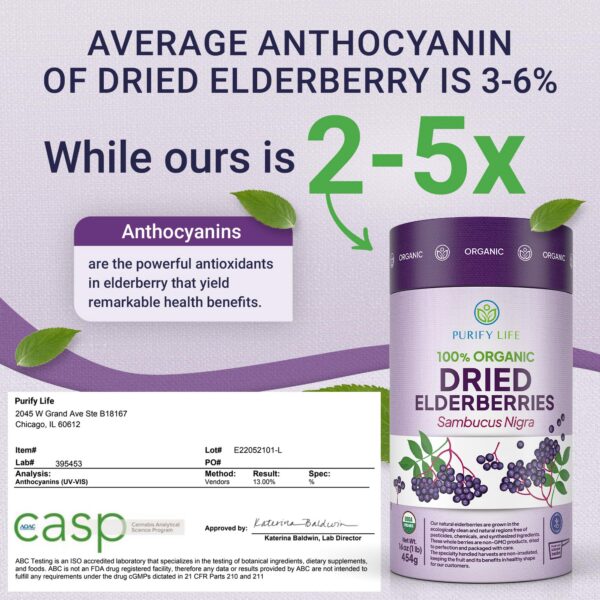 Bolsa resellable de saúco seco Purify Life orgánico