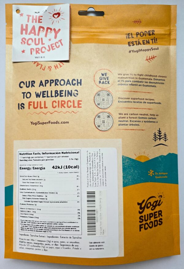 Version 1.0.0 Bolsas de polvo de algas azul-verde Yogi Super Foods