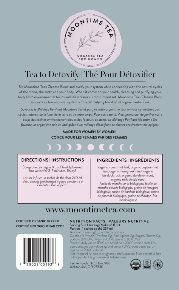 Bolsas de té Moontime Tea con mezcla orgánica de hierbas para limpiar