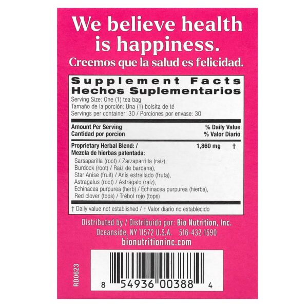 Version 1.0.0 bolsita té linfático Bio Nutrition sin cafeína