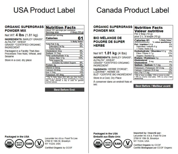 Version 1.0.0 Bolsitas de polvo SuperGrass para batidos y comidas