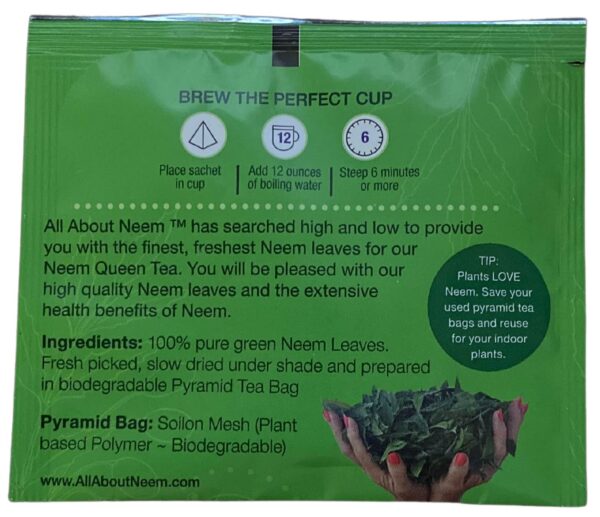 Bolsitas individuales de té verde Neem Queen para consumo fácil