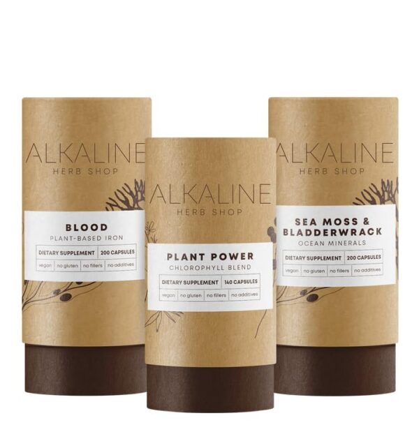 Version 1.0.0 Conjunto The Boost Bundle Alkaline Herb Shop con musgo de mar y clorofila