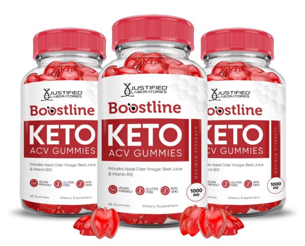 Boostline Keto ACV Gummies frasco con gomitas veganas sabor vinagre de manzana