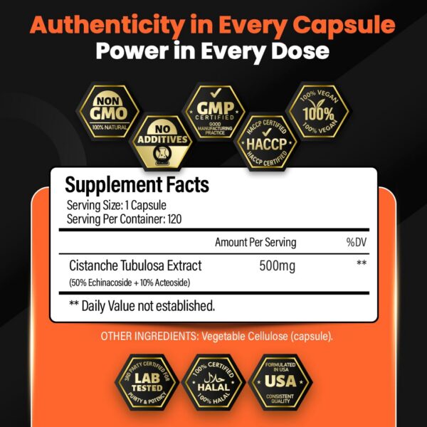 Etiqueta del frasco con especificaciones