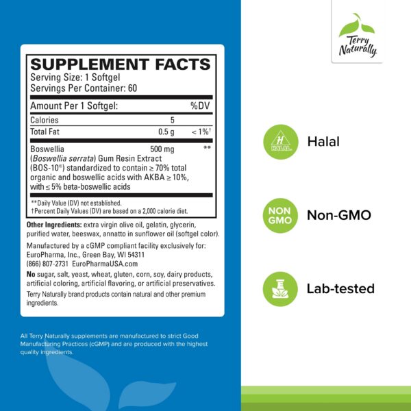 Version 1.0.0 BosMed 500 mg suplemento natural de boswellia 60 cápsulas Terry Naturally