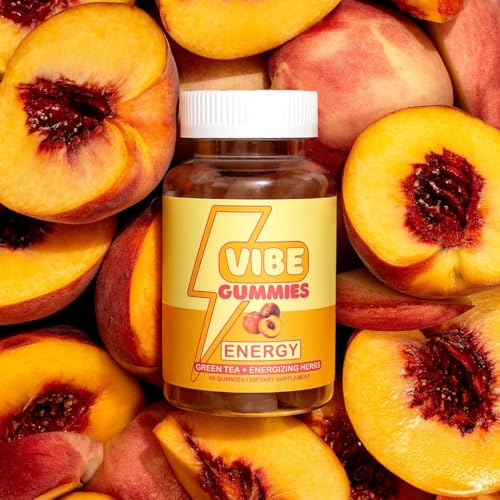 Bote abierto de gomitas energéticas Vibe Gummies con hierbas energizantes