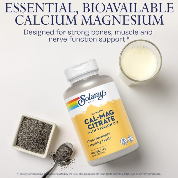 Bote de cápsulas Solaray Calcio y Magnesio veganas