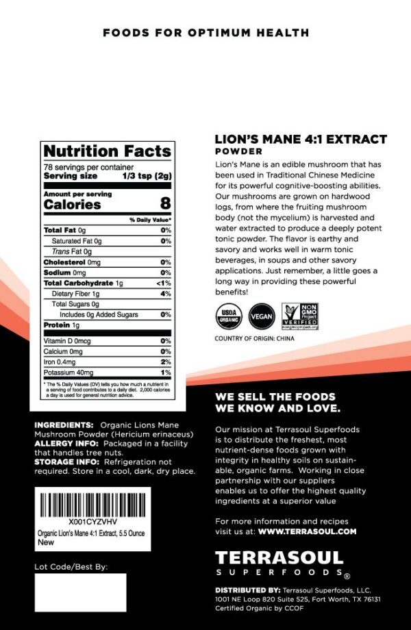 Detalle bolsa polvo extracto Melena de León Terrasoul